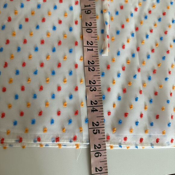 Draper James Women's White Dot Flutter Sleeve Blouse Size Medium Rainbow Polka - Picture 6 of 12